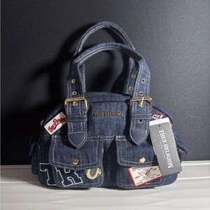 True religion denim patchwork shoulder bag